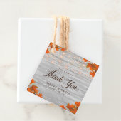 Étiquettes Cadeau Bois Rustique Feuilles Merci Mariage (En situation)