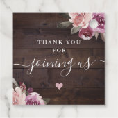 Étiquettes Cadeau Bois rustique mauve fleuri avec mariage d'amour (Dos)