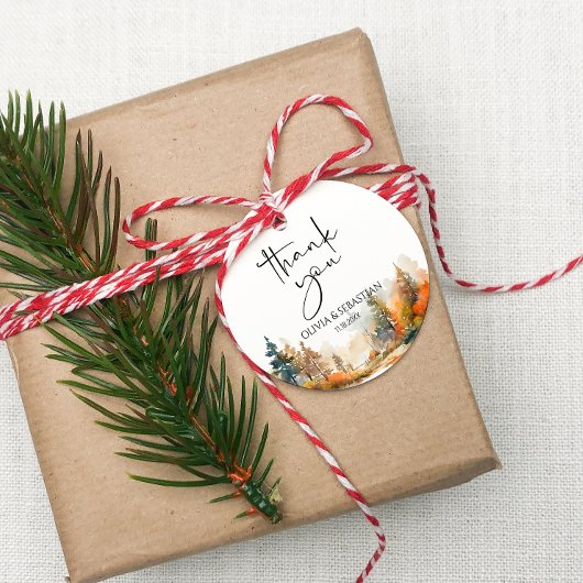 Étiquettes Cadeau Bois rustique Merci forestier d'automne