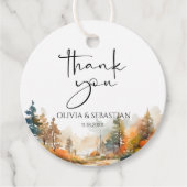 Étiquettes Cadeau Bois rustique Merci forestier d'automne (Devant)