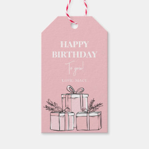 Étiquettes-cadeau Boîte cadeau moderne propre rose enveloppé boîte c