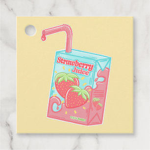 Étiquettes Cadeau Boite de jus de fraises fête d'anniversaire