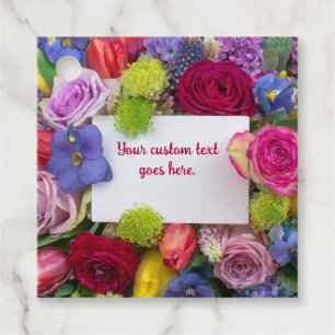 Étiquettes Cadeau Boîte de texte encadré de roses florales jolies pe