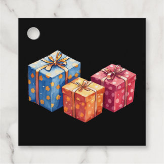Étiquettes Cadeau Boîtes de cadeaux à l'aquarelle illustration carré