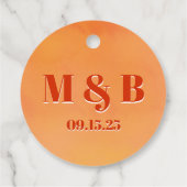 Étiquettes Cadeau Bold Orange Watercolor Sunset Monogram Wedding (Dos)