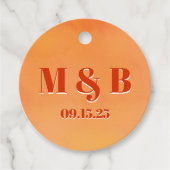 Étiquettes Cadeau Bold Orange Watercolor Sunset Monogram Wedding (Devant)