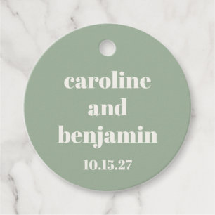 Étiquettes Cadeau Bold Sage Green Chic Mariage moderne Personnalisé