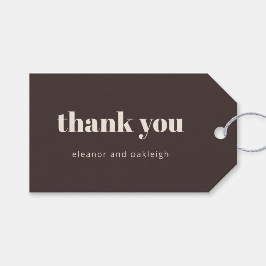 Étiquettes-cadeau Bold Typography Custom Brown Modern Wedding  (Devant (Horizontal))