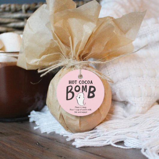 Étiquettes Cadeau Bombe Chocolat Chaud Favoriser Halloween rose