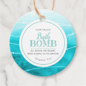 Étiquettes Cadeau Bombe de bain maison turquoise blanc (Devant)