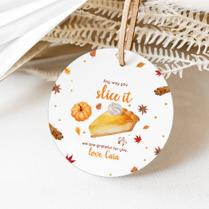 Étiquettes Cadeau Bon thanksgiving à tarte citrouille rond