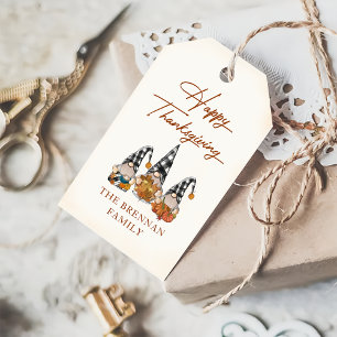 Étiquettes-cadeau Bon thanksgiving Citrouille Rustic Fall Gnomes