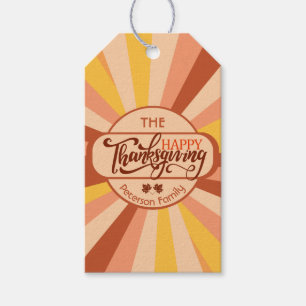 Étiquettes-cadeau Bon thanksgiving Coloré Rassemblement de la famill