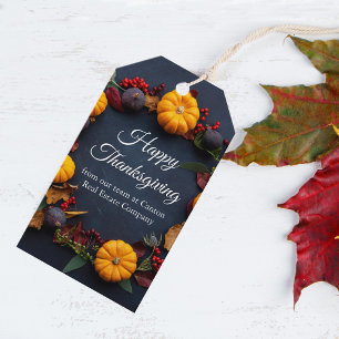 Étiquettes-cadeau bon thanksgiving Custom Citrouille Wreath Moderne