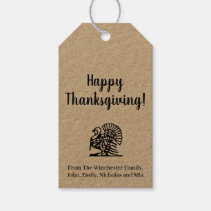 Étiquettes-cadeau Bon thanksgiving drôle dinde coutume texte kraft