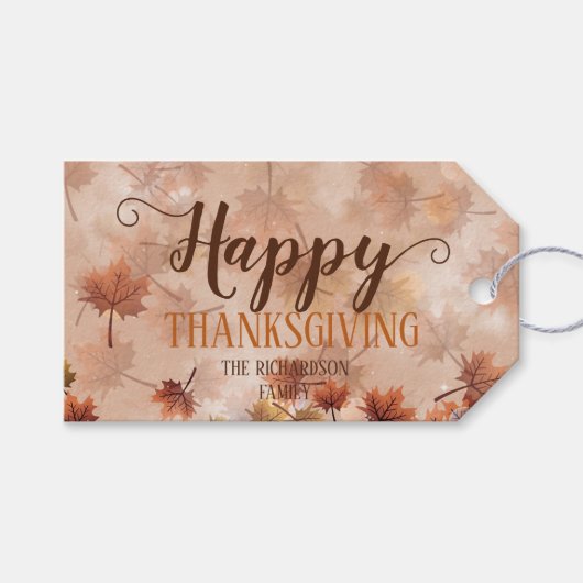Étiquettes-cadeau Bon thanksgiving Feuille Rustic Fall Maple (Devant (Horizontal))