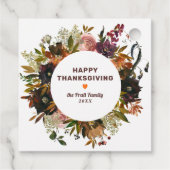 Étiquettes Cadeau Bon thanksgiving floral d'automne (Dos)