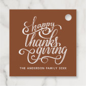 Étiquettes Cadeau Bon thanksgiving Moderne Récolte De Script Brown (Dos)