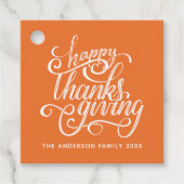 Étiquettes Cadeau Bon thanksgiving Moderne Script Harvest Orange (Devant)
