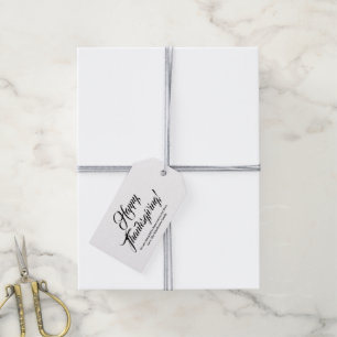 Étiquettes-cadeau Bon thanksgiving noir blanc texte du script person