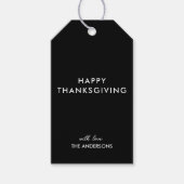 Étiquettes-cadeau Bon thanksgiving noir minimaliste (Devant)