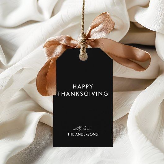 Étiquettes-cadeau Bon thanksgiving noir minimaliste
