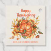 Étiquettes Cadeau Bon thanksgiving Orange Citrouille Feuilles automn (Dos)