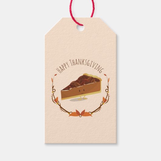 Étiquettes-cadeau Bon thanksgiving Pecan Pie tranche Tan Brown (Devant)