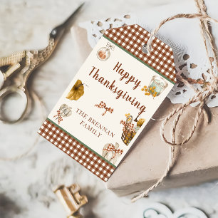 Étiquettes-cadeau Bon thanksgiving Rustique Plaid Citrouille Automne