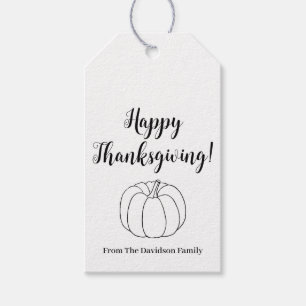 Étiquettes-cadeau Bon thanksgiving texte de script personnalisé citr