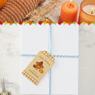 Étiquettes-cadeau Bon thanksgiving Turquie Citrouille jaune orange