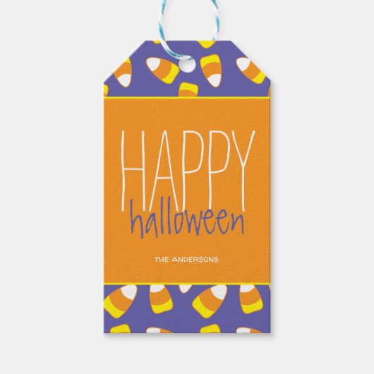 Étiquettes-cadeau Bonbon Corn Halloween heureux (Devant)