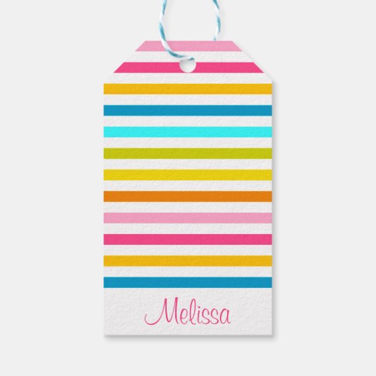 Étiquettes-cadeau bonbons rayures été printemps style chic (Dos)