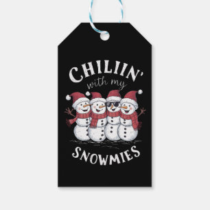 Étiquettes-cadeau Bonhomme de neige Noël Chillin Avec Mon Cadeau Sno