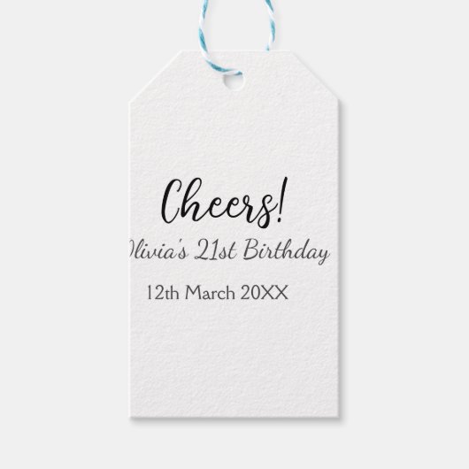 Étiquettes-cadeau Bonjour 21e anniversaire ajouter nom date simple m (Devant)