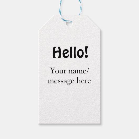 Étiquettes-cadeau Bonjour ajouter un message de nom simple minimum é (Devant)