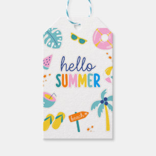 Étiquettes-cadeau Bonjour Amusement de Plage d'Été Design Rétro