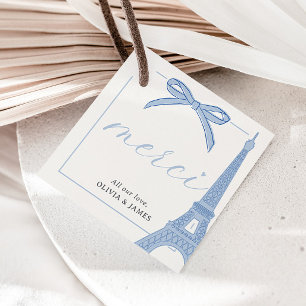 Étiquettes Cadeau Bonjour Bébé Blue Paris Eiffel Baby shower