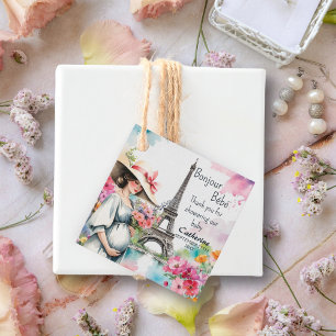 Étiquettes Cadeau Bonjour Bebe Floral Tour Eiffel Baby shower Paris