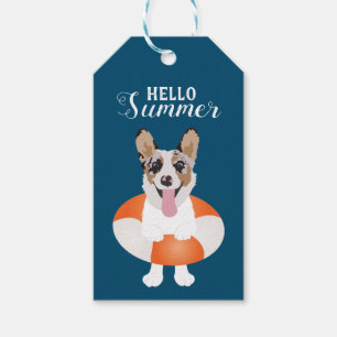 Étiquettes-cadeau Bonjour Chiens de plage de Corgi été