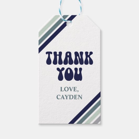 Étiquettes-cadeau Bonjour cinq rayures rétro (Devant)