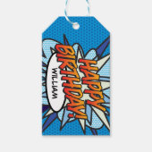 Étiquettes-cadeau BONJOUR D'ANNIVERSAIRE Fun Retro Comic Book Pop Ar (Devant)