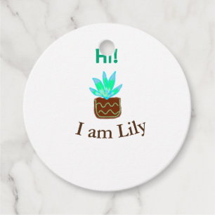 Étiquettes Cadeau Bonjour Je suis Lily cactus succulent ajouter nom
