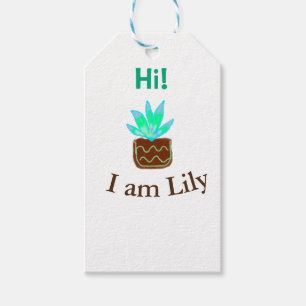 Étiquettes-cadeau Bonjour Je suis Lily cactus succulent ajouter nom