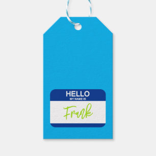 Étiquettes-cadeau Bonjour Mon Nom Nametag Blue Office Event Fun