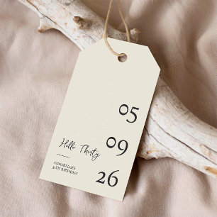 Étiquettes-cadeau Bonjour Trente Minimal Moderne 30e Anniversaire