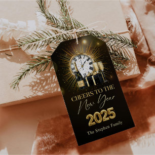 Étiquettes-cadeau Bonne année Soirée du Nouvel An 2025 Champagne Dor