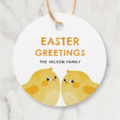 Étiquettes Cadeau Bonne Pâques avec deux petits poulets (Devant)