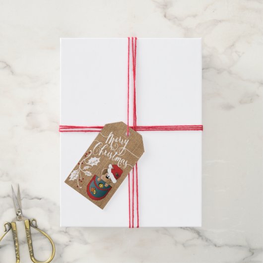 Étiquettes-cadeau Bonne souris de Noël (Avec de la ficelle)