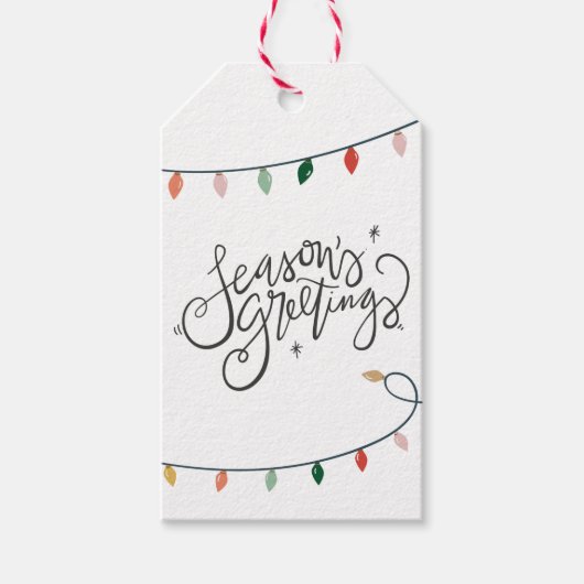 Étiquettes-cadeau Bonnes Fêtes Colorful String de lumières (Devant)